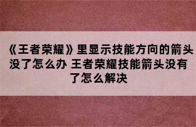 《王者荣耀》里显示技能方向的箭头没了怎么办 王者荣耀技能箭头没有了怎么解决